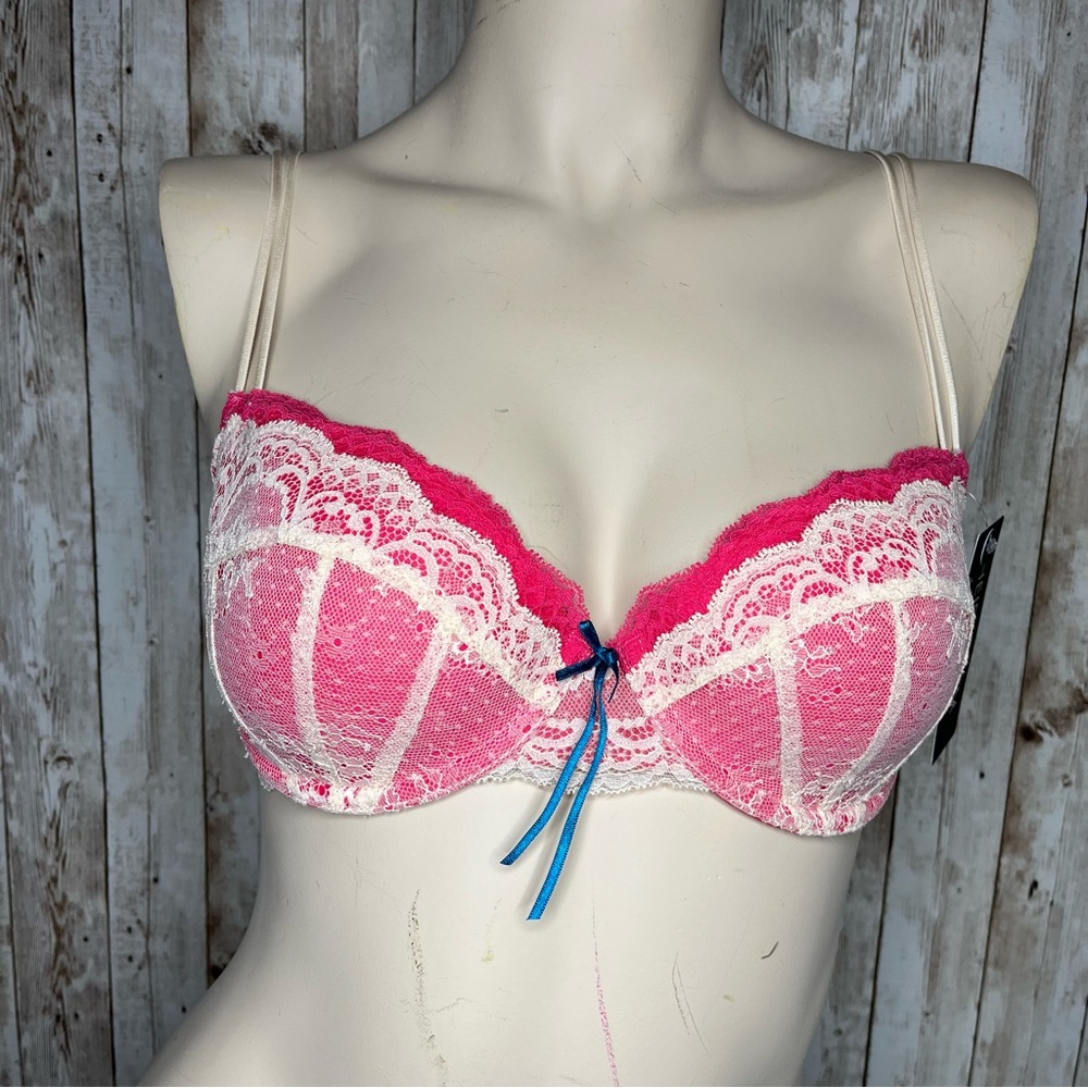 Heidi Klum Intimates Vanilla Cream Raspberry Astrid Contour Balconette Bra 32D